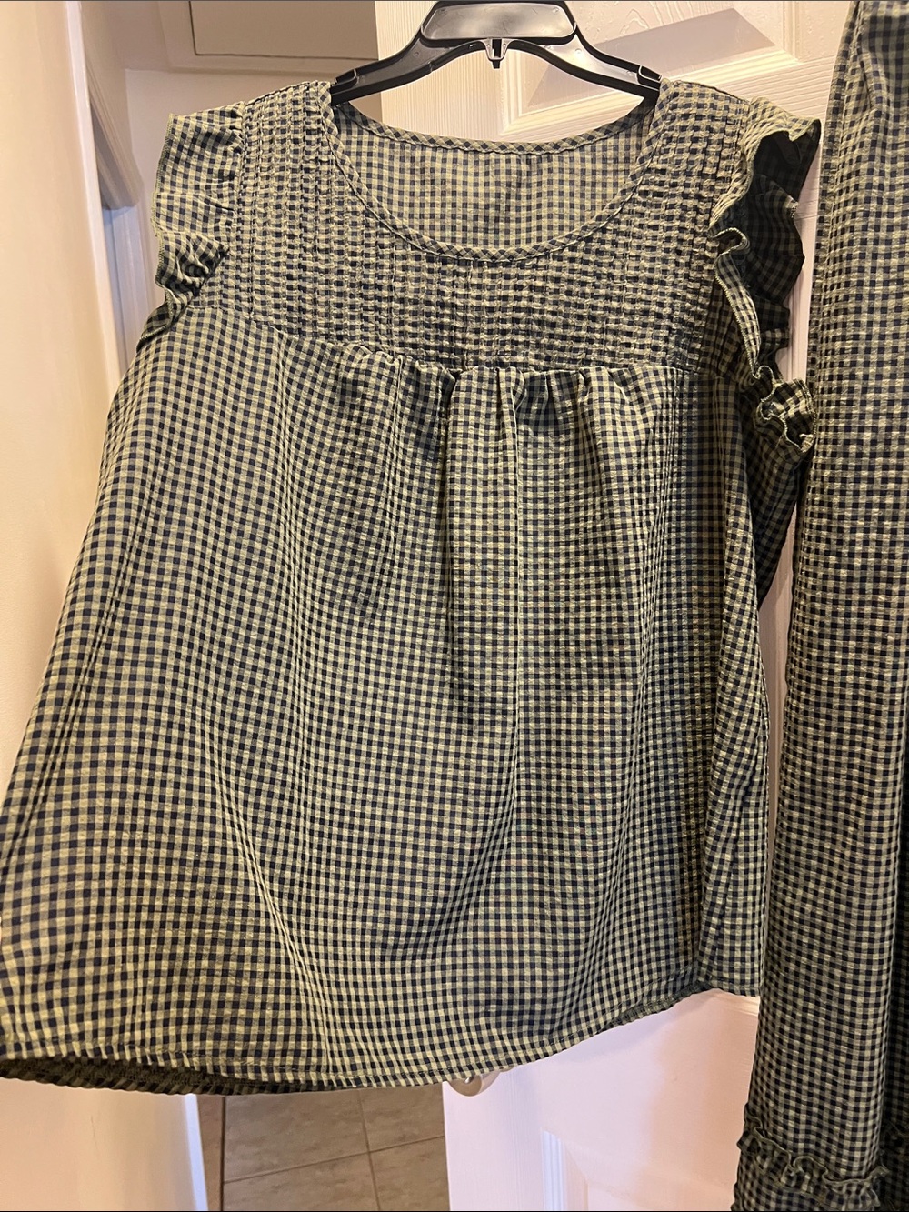Green Gingham Ruffle Two-Piece Set - Picture 4 of 7